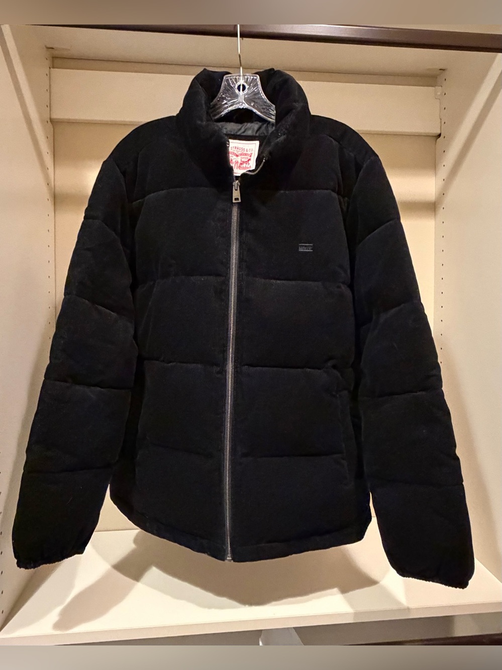 Black Women’s Corduroy Puffer Jacket - Cozy Insulated Coat
